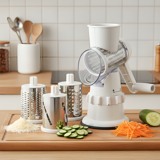 قطاعة ماندولين اليدوية + 3 شفرات قابلة للتبديل